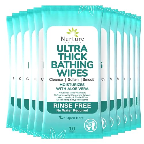 Nurture XL Ultra Thick Body Wipes for Adults wAloe 120 Extra Large Disposable Cloth Wet Cleansing No Rinse Bathing Washcloths Waterless Shower Bath Wipe for Women Men Elderly